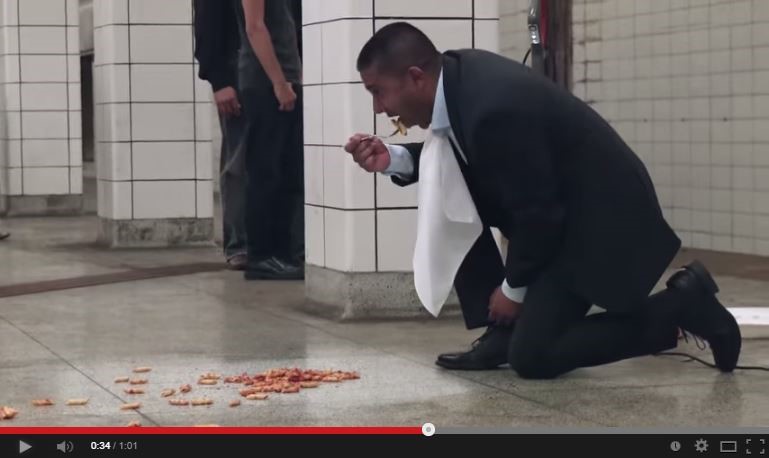 Staff Brand Ambassador Eats Dinner Off Floor