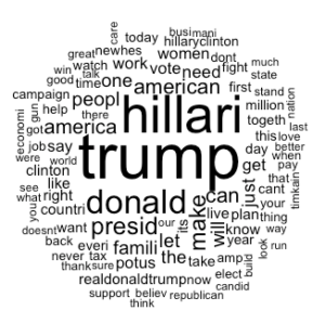 Clinton's Word Cloud identifying her most popular words