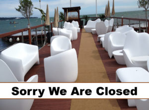 Restaurant with 'Sorry We Are Closed' sign