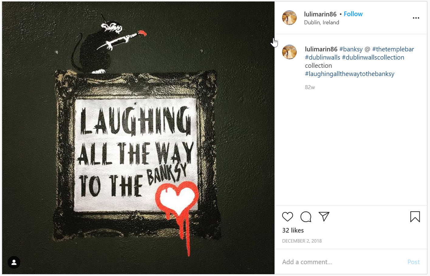 Laughing all the way to the banksy mural