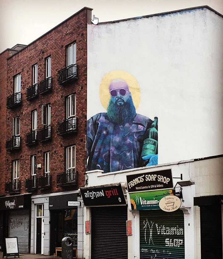 Cool Dude Watching The People (Mural) from a blank wall 