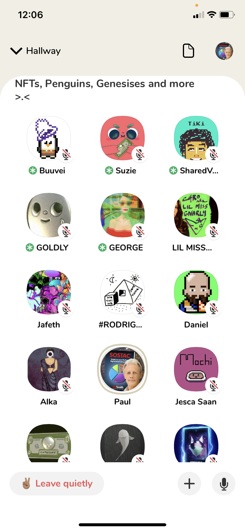 Clubhouse Room that discusses NFTs