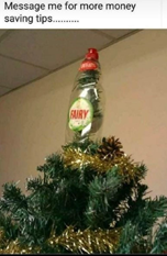 Fairy Liquid Bottle on top of the Christmas Tree - if you need a fairy