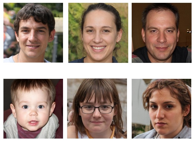 Six images of people 