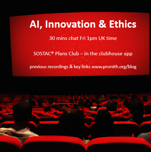 Cinema audience looking at screen with words Ai, Innovation and Ethics 
