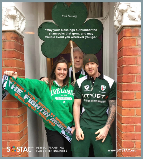 Paul with Lily & Cian and shamrock with St Patrick's Day Blessing 