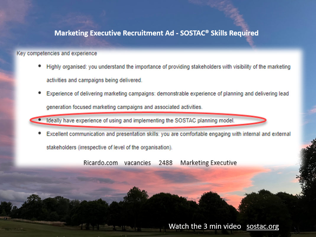 Recruitment Ad specifying SOSTAC(r) PLanning skills