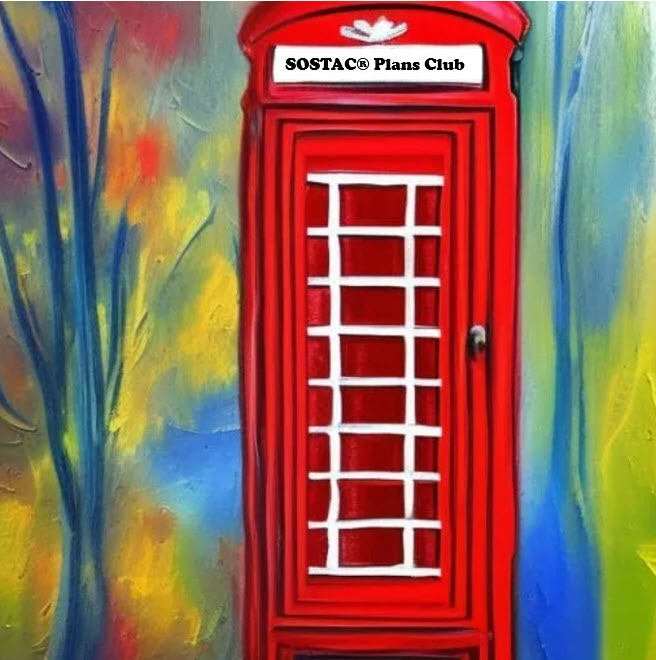 Red telephone box with SOSTAC(r) Sign on it 