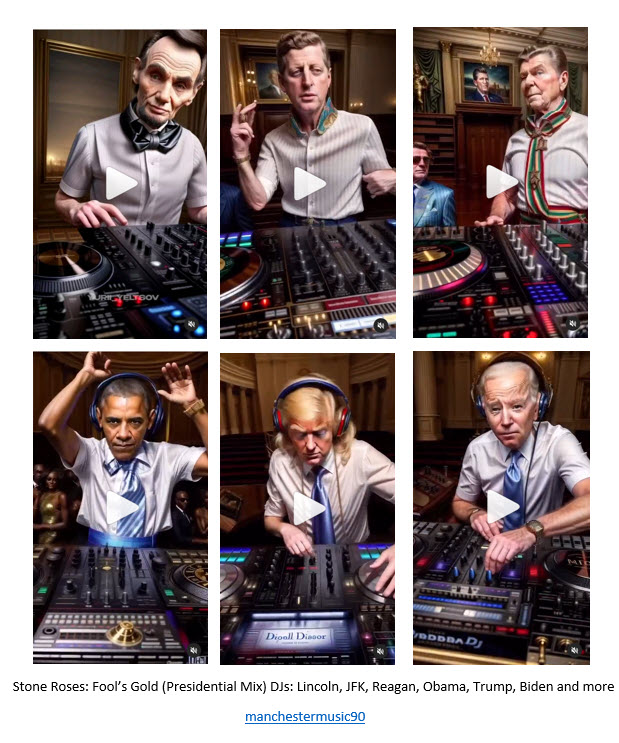 American presidents doing DJ for Stone Roses song: Fools Gold
