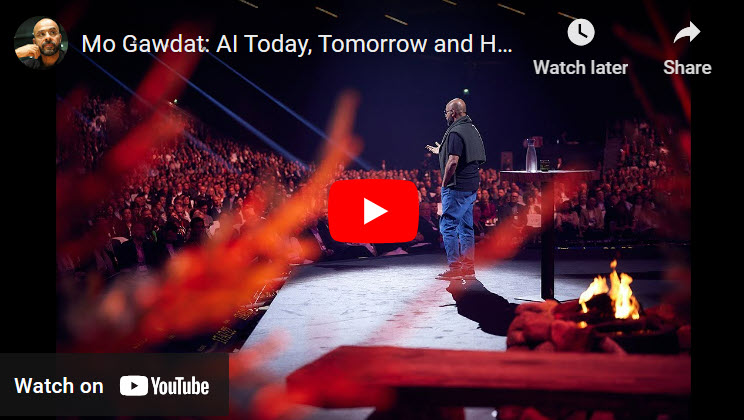 Egyptian, Mo Gawdat, speaking about AI, How to save the world and how to be happy.