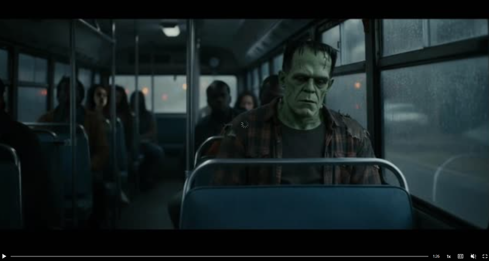 Frankenstein Looking Lonely on a Bus
